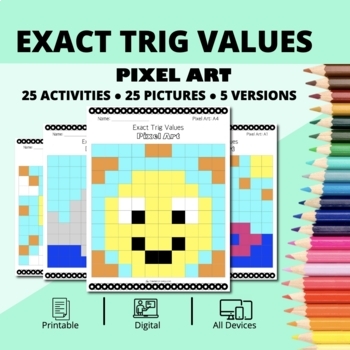 Preview of Summer: Exact Trig Values Pixel Art Activity