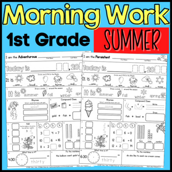 Preview of Summer Review Packet: First Going into Second Grade Morning Work