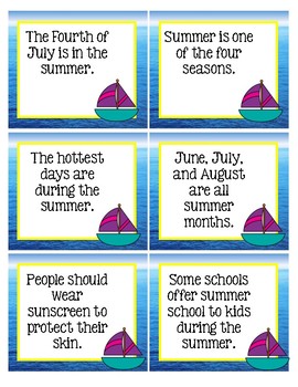 Summer Facts and Opinions Center by Love 4 Education | TpT