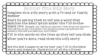 Preview of Summer Fill in the Blank Silly Story and Writing
