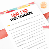Summer Fill in the blanks | Back to school activity | Firs