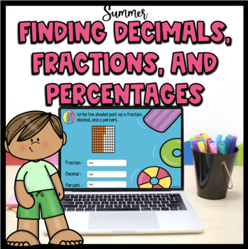Preview of Summer Finding Percentages, Decimals, and Fractions Google Slides