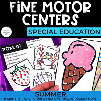 Preview of Summer Fine Motor Centers | 11 Skills | Special Education