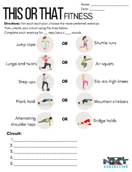Preview of Summer Fitness Fun -This or That Fitness Game Templates