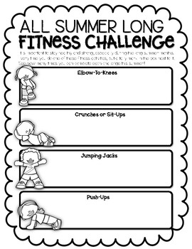 Preview of Summer Fitness and Self-Care Wellness Challenge Activity Sheets (((4 PAGES)))