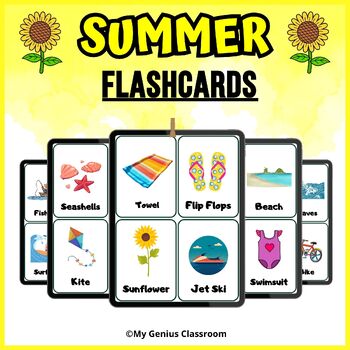 Preview of Summer Flashcards for Special Education - Cards and Game, Vocabulary