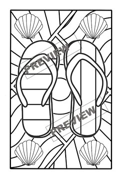 Summer Flip Flops Pop Art Colouring In by Pooley Productions | TPT