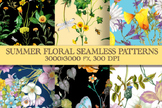 Summer Floral Seamless Patterns Set