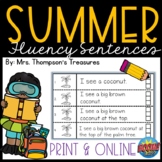 Summer Reading Comprehension Fluency Sentences + Digital B