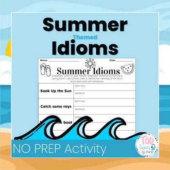 Preview of Summer Focused Idioms for Figurative Language Worksheet | SUMMER | Deaf Ed