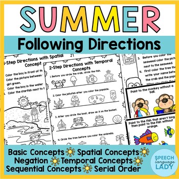 Summer Following Directions by Speech Language Lady | TpT