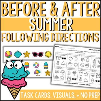 Summer Following Directions Before & After FREEBIE - Speech Therapy No Prep