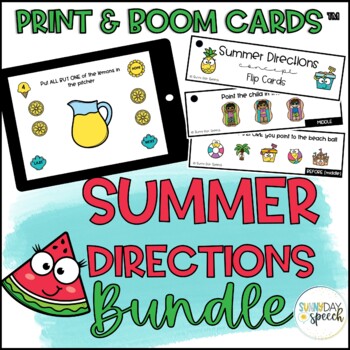 Summer Following Directions Print and Boom Cards Bundle by Sunny Day Speech