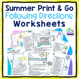 summer following directions teaching resources tpt