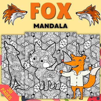 Preview of Summer Fox Animals Mandala Coloring Pages Sheets - Fun May June Activities