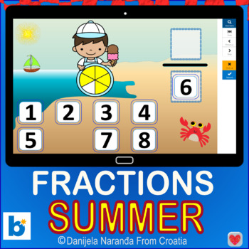 Preview of Summer Fraction Models Fractions Equivalent Math Boom ™ Cards