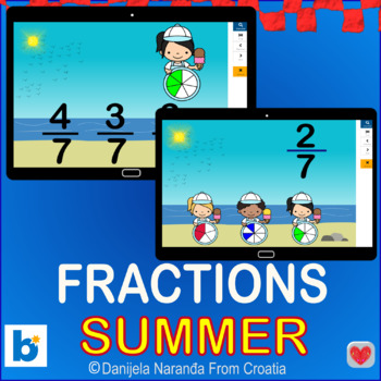 Preview of Summer Fraction Representing Fractions Models Math Boom ™ Cards
