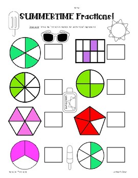 Summer Fractions Pack! Naming Fractions - Unit and Non-Unit Fractions ...