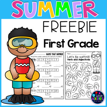 Summer Packet First Grade to Second | Summer Review Freebie by Little