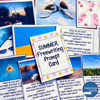 Summer Freewriting Prompt Cards by Galarious Goods | TPT