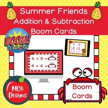 Preview of Summer Friends Addition and Subtraction Boom Cards