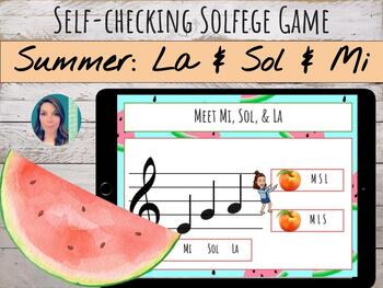 Preview of Summer Fruit | La Sol Mi | Solfege Self-Checking Game on Google Slides