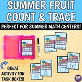 Summer Fruit Ten Frames Count and Trace Task Cards- PreK K