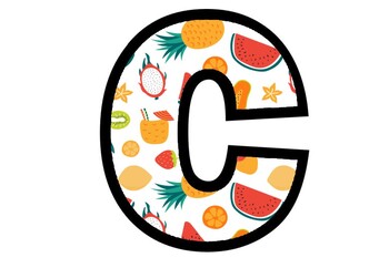 Preview of Summer Fruits Bulletin Board Letters Numbers, Alphabet Posters Classroom Display