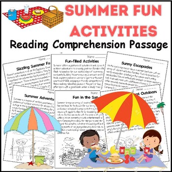 Preview of Summer Fun Activities Reading Comprehension Passages - Summer Reading Activities