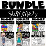 Summer Fun Activities - Worksheets Color by Number 1st 2nd