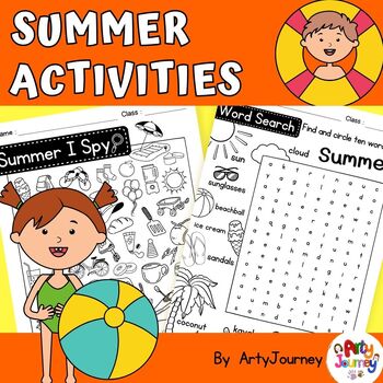 Summer Fun Activities - Worksheets for Summer Word search, and more