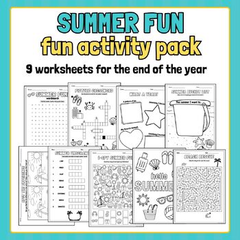 Preview of Summer Fun Activity Pack | End of Year Worksheets | 9 Fun Pages