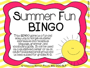 Preview of Summer Fun BINGO *Aligned to CCSS*