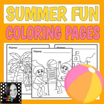 Summer Fun Coloring Pages for Last Day of School or Summer Vacation!