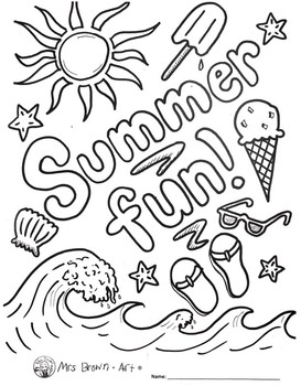 Summer Fun Coloring Sheet {MrsBrown.Art} by MrsBrownArt | TPT