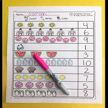 numbers to 10 count write color summer counting math worksheets