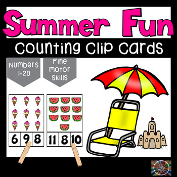 Preview of Summer Fun Count and Clip Number Cards