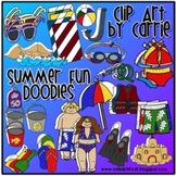 Summer Fun Doodles (BW and full-color PNG images)