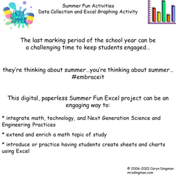 Preview of Excel Graphing Summer Fun with Digital Student Directions