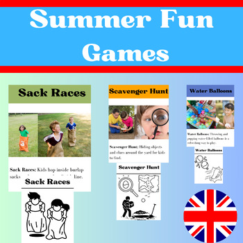 Preview of Summer Fun  Games : Worksheets and Flash cards