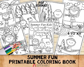 Preview of Summer Fun Coloring Book - Camping Beach Coloring Pages - Printable PDF