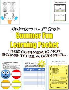 Summer Fun Learning Packet by Scholastic Sisters | TPT