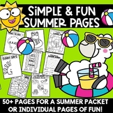 Kindergarten Fun Packet End of the Year Activities Summer 
