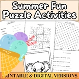 Summer Fun Puzzles Activities, Word Searches, Word Scrambl