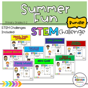 Preview of Summer Fun STEM Challenge Bundle K, Kindergarten, First, 1st, Second, and 2nd
