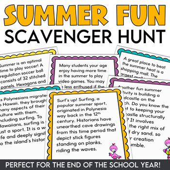 Summer Fun Scavenger Hunt | Reading Comprehension | EOY Activity