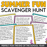 EOY Activities Summer Trivia Scavenger Hunt - Fun Summer S