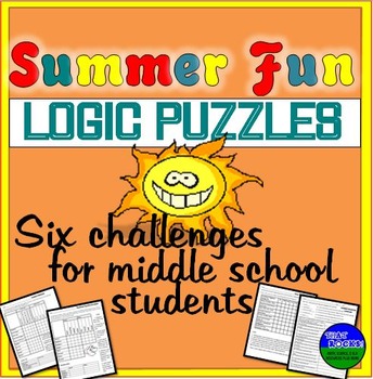 Preview of Summer Fun Six Logic Puzzles and Brain Teasers for Middle School Students