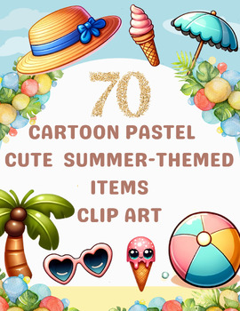 Preview of Summer Fun Spectacular: Pastel Cartoon Clip Art Collection