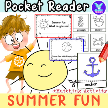 Preview of Summer Fun What do you see? GAME Pocket Chart Match Vocab Kindergarten NO PREP